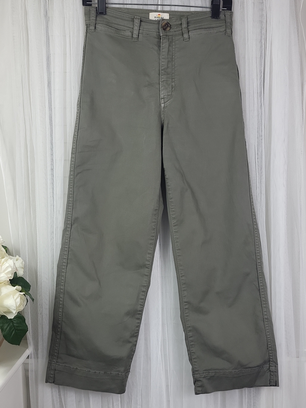 Marine Layer Bridget Olive Green Wide-Leg crop pants. Size 4